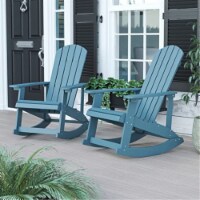Poly Resin Wood Rocking Chair With Rust Resistant Hardware, Sea Foam - Set Of 2
