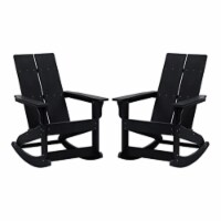 Poly Resin Rocking Adirondack Chair In Black - Set Of2