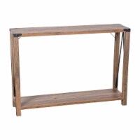 Wyatt Modern Farmhouse Wooden 2 Tier Console Entry Table with Black Metal Corner Accents a