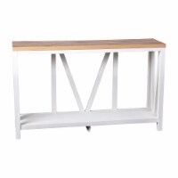 Charlotte Farmhouse 2-Tier Console Accent Table - Brushed White Finish Engineered Wood Fra