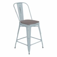 Carly Commercial Grade 24 High Green-Blue Metal Indoor-Outdoor Counter Height Stool with