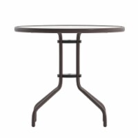 Emma + Oliver Benji Bronze Metal Patio Table with 31.5'' Round Tempered Glass Top Perspective: Main