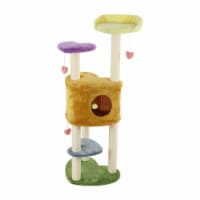 51 4-Tier Modern Sisal Heart Cat Tree, Scratching Posts, Napping Perch, Dangling Toys Perspective: Main