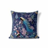Peacock Paradise Indoor/Outdoor Pillow in Indigo 16x16