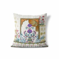 Mughal Paradise Indoor/Outdoor Pillow in White 16x16