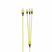 Rainbow 3-Port Long Charging Cable (4ft) - Yellow
