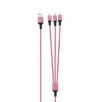 Rainbow 3-Port Long Charging Cable (4ft) - Pink