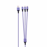 Rainbow 3-Port Long Charging Cable (4ft) - Purple