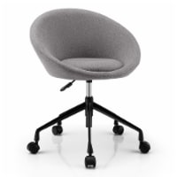 Costway Adjustable Swivel Accent Chair Linen Office Chair Round Back Vanity Chair Blue 24.5 Foods Co