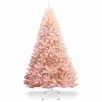 Costway 7ft Pink Artificial Christmas Tree Hinged Full Fir Tree Metal Stand Perspective: Main