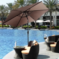 Costway 9ft Patio Umbrella Patio Market Steel Tilt w/ Crank Outdoor Yard Garden (Tan) Perspective: Main