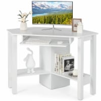Costway Wooden Corner Desk With Drawer Computer PC Table Study Office Room White Perspective: Main
