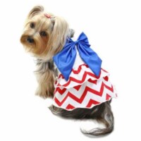 Klippo KDR063-XL Red, White, & Blue Large Bow Dog Sundress - Extra Large