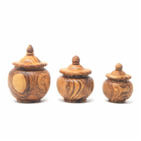 Wooden Canister Set: Olive Wood Kitchen Canisters Shaped Acorn - L