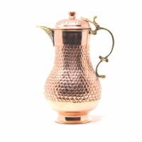 BeldiNest Hand Chiseled Honeycomb Round Copper Pitcher, Capacity: 73 FL oz. (9.13 cups)