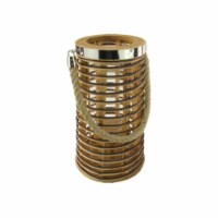 NorthLight 12.75 in. Rustic Chic Tapered Cylinderical Rattan Candle Holder Lantern with Jute