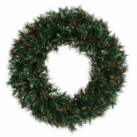 Vickerman Pre-lit Midnight Green Pine Christmas Wreath - 30-Inch, Red Dura Lights