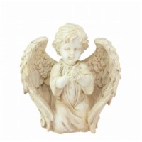 Gordon 32021359 10 in. Heavenly Gardens Distressed Ivory Kneeling Cherub Angel with Dove Outd