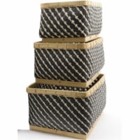 Northlight Seasonal Basic Luxury Gunmetal Gray and White Striped Baskets 15 in. - 18