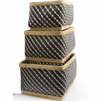 Northlight Seasonal Basic Luxury Gunmetal Gray and White Striped Baskets 15 in. - 18