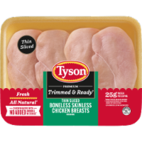 Tyson All Natural Boneless Skinless Thin-Sliced Fresh Chicken Breast