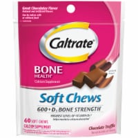 Caltrate Soft Chews 600+D3 Calcium Vitamin D Chocolate Truffle Supplement Perspective: Main