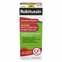 Robitussin CF Max, Severe Cough, Cold and Flu Relief, Dextromethorphan, Raspberry Mint Flavor Syrup Perspective: Main
