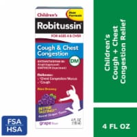 Children's Robitussin DM, Cough and Chest Congestion Relief, Dextromethorphan, Grape Flavor Syrup Perspective: Main