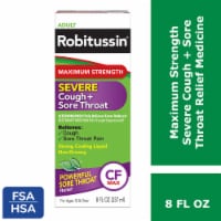 Robitussin CF Max Severe Cough plus Sore Throat Relief, Dextromethorphan, Mint Flavor Syrup Perspective: Main