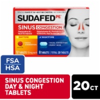 Sudafed PE Sinus Congestion Day + Night Maximum Strength Decongestant Tablets Phenylephrine HCl Perspective: Main