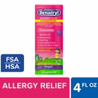 Children's Benadryl Allergy & Congestion Relief Liquid Diphenhydramine HCl & Phenylephrine HCl Grape Perspective: Main