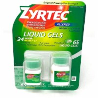 Zyrtec Cetirizine HCI/Antihistamine 10mg 65 Liquid Gels One Bottle of 25 and One Bottle of 40