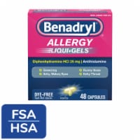 Benadryl Allergy & Cold Relief Dye-Free Liqui-Gels Diphenhydramine HCl Perspective: Main