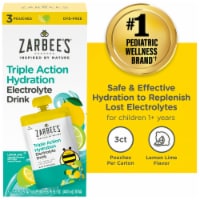 Zarbee's Triple Action Hydration Electrolyte Drink for Kids Dye-Free Lemon Lime Flavor Perspective: Main