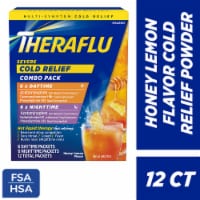 Theraflu Combo Daytime and Nighttime Severe Cold Relief Honey Lemon Flavor Powder