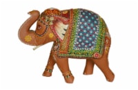 Wooden Elephant Coloured, with Free Elephant Gift - Small