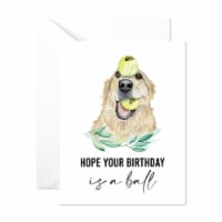 Golden Retriever Having A Ball Birthday Card, Dog Lover Greeting Card