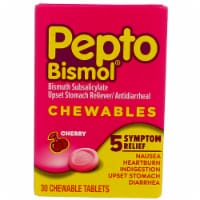 Pepto Bismol Cherry Chewables Tablets, Fast Stomach Relief, 30 ct Perspective: Main