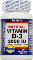 Basic Natural Vitamin D-3 Tablets 2000IU
