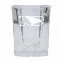 R & R Imports SGSE2-C-NDO20 North Dakota Fighting Hawks 2 oz Square Shot Glass Laser Etched L