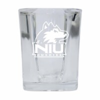 R & R Imports SGSE2-C-NIU20 Northern Illinois Huskies 2 oz Square Shot Glass Laser Etched Log