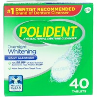 Polident Overnight Whitening Antibacterial Denture Cleanser Effervescent Tablets