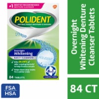 Polident Overnight Whitening Antibacterial Denture Cleanser Effervescent Tablets