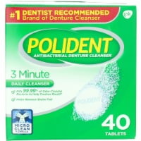 Polident 3 Minute Triple Mint Antibacterial Denture Cleanser Effervescent Tablets