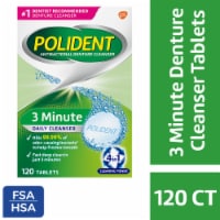 Polident Three Minute Triple Mint Antibacterial Denture Cleanser Effervescent Tablets