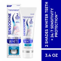 Sensodyne Clinical White Toothpaste Clinically Proven Whitening for Sensitive Teeth, Intensive Clean Perspective: Main
