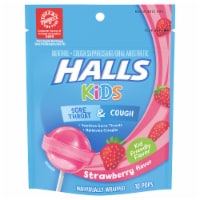 HALLS KiDS Strawberry Flavored Cough & Sore Throat Pops Perspective: Main
