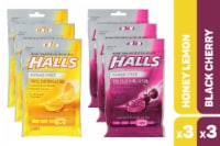 HALLS Sugar Free Honey Lemon and Black Cherry Cough Suppresant Drops Perspective: Main