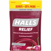 HALLS Relief Sugar Free Black Cherry Flavored Cough Suppressant Drops 30 Count Perspective: Main