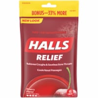 HALLS Relief Cherry Flavored Cough Suppressant Drops